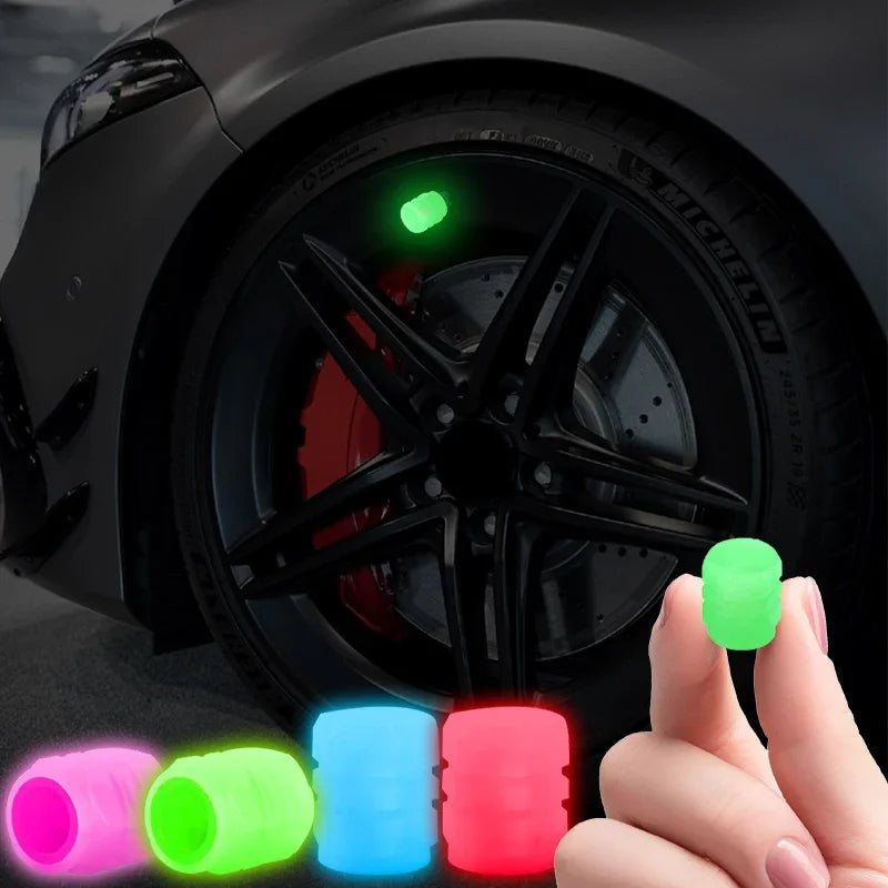 Car Luminous Night Glowing Decor Tire Valve Caps