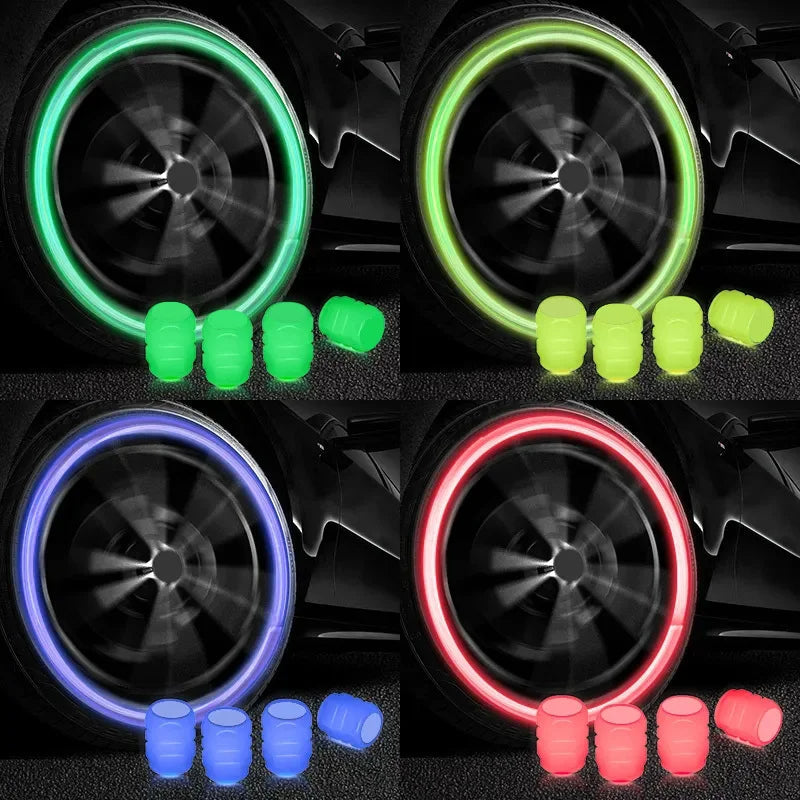 Car Luminous Night Glowing Decor Tire Valve Caps